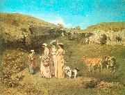 Courbet, Gustave The Young Ladies of the Village oil painting